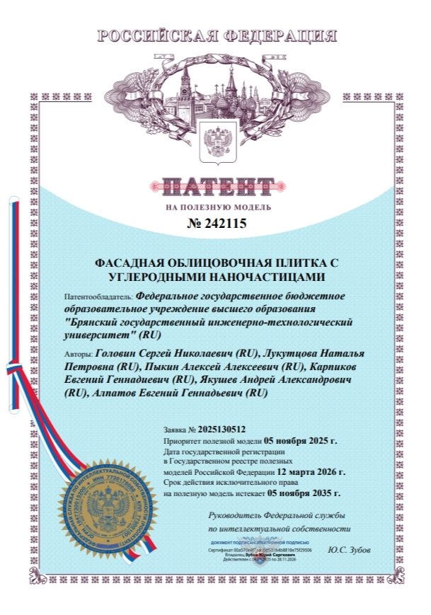 Патенты авторских коллективов БГИТУ
