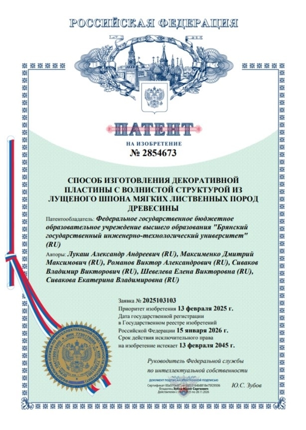 Зарегистрированы патенты на изобретения, разработанные авторскими коллективами БГИТУ